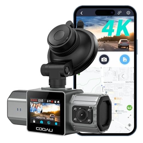 COOAU 4K Dual Dash Cam, Built-in GPS Wi-Fi, 2.5K+1080P Dash Cam Front and Inside with Infrared Night Vision, Dash Camera with Parking Mode, Loop Recording, Support 256GB Max