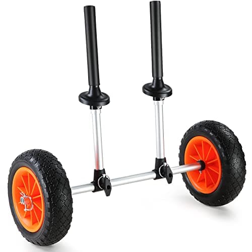 VEVOR Sit on Top Kayak Cart Dolly, 280lbs Load Capacity, Adjustable Width for Kayaks with Drain Holes of 1’’, Detachable Canoe Trolley Cart with 10'' Solid Tires