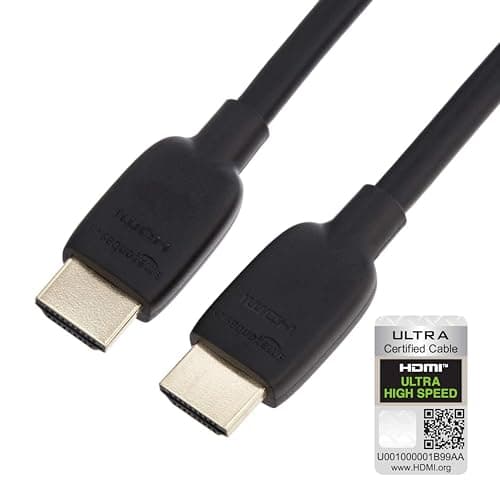 Amazon Basics HDMI 2.1 Cable, 8K@60Hz 4K@120Hz, 48 Gbps Ultra High Speed, 3 Feet, Compatible with PS5/Xbox/TV/Monitor, Black