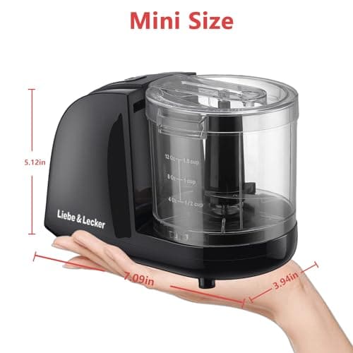 Liebe&Lecker Mini Food Processor,1.5 Cup Mini Chopper for Cutting Vegetable, Garlic,Onion and Meat 5