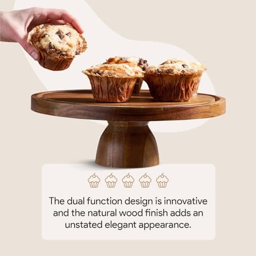 Acacia Wood Cake Stand with Lid - Cake Stand with Dome,12in Round Cake Holder, 2-in-1 Dessert Table Display Set & Charcuterie Board for Cheese, Chips & Dips, Fruit Platter, Large Acrylic Cake Dome Cover 6