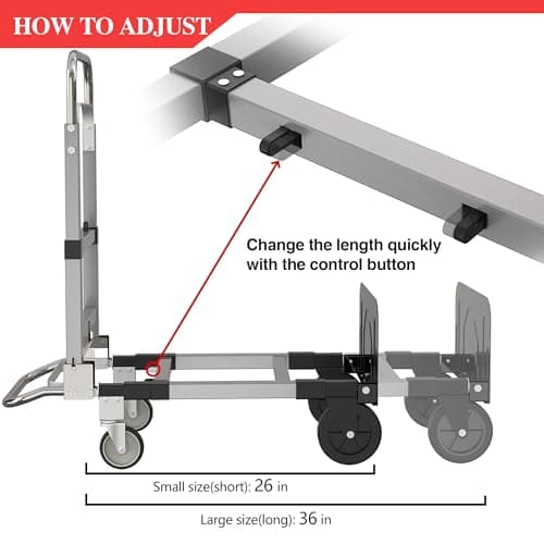 3 in 1 Convertible Hand Truck Dolly Cart with Wheels Collapsible/Folding handtruck Dolly / 2 Straps/Adjustable Height/for Luggages/Cartons/Warehouse/Supermarket/Office / 500 Lbs Load 5
