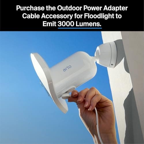 Arlo Pro 3 Wireless LED Floodlight Security Camera 2K HDR, 2000-3000 Lumens, Custom Detections, Emergency Response, Connects to Wi-Fi, Color Night Vision, 2-Way Audio, Rechargeable (White) 7