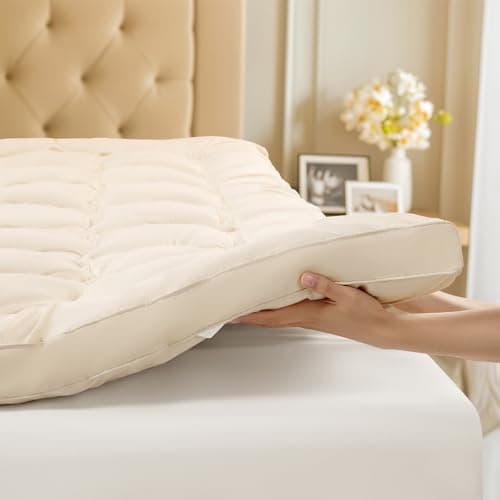 Luxury 100% Organic Wool Mattress Topper, Plush Pillow Top Mattress Pad with 100% Organic Cotton Cover(60"x81")