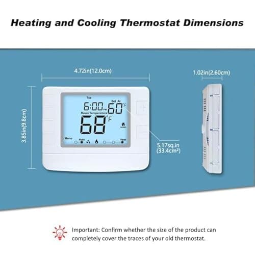Programmable Thermostat for House, 1 Heat/1 Cool, Extra Large Display, White Backlight 6
