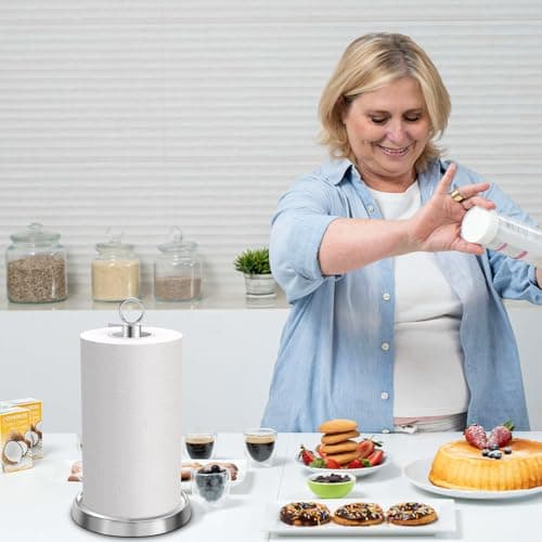 Paper Towel Holder Countertop, Stainless Steel, Weighted Base, Paper Towel Stand Holder for Kitchen Bathroom Farmhouse Essentials Decor Accessories, Silver 5