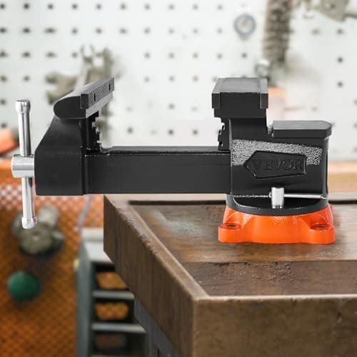 VEVOR Bench Vise, 8" Jaw Width, 8" Max Jaw Opening Multipurpose Vise with 360° Swivel Locking Base, 3.7" Throat Depth, Heavy Duty Ductile Iron Workbench Vise, Two-Way Jaws for Clamping Round Pipes 8