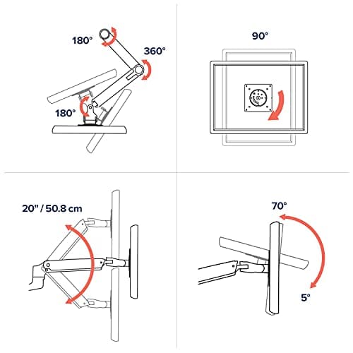 Ergotron – LX HD Sit-Stand Single Monitor Arm, VESA Desk Mount – for Monitors Up to 49 Inches, 14 to 30 lbs – Polished Aluminum 7