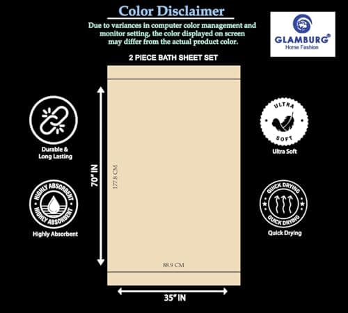 GLAMBURG Premium Cotton Oversized 2 Pack Bath Sheet 35x70-100% Pure Cotton - Ideal for Everyday use - Ultra Soft & Highly Absorbent - Machine Washable - Jade 5
