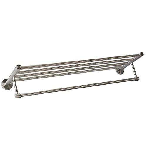 Premium Modern Towel Bar Rack w(24 Inches)- Stainless Steel, Water and Rust Proof, Top of The line Rack and Shelf (Single Hanging(Brushed)-Round Base) 3