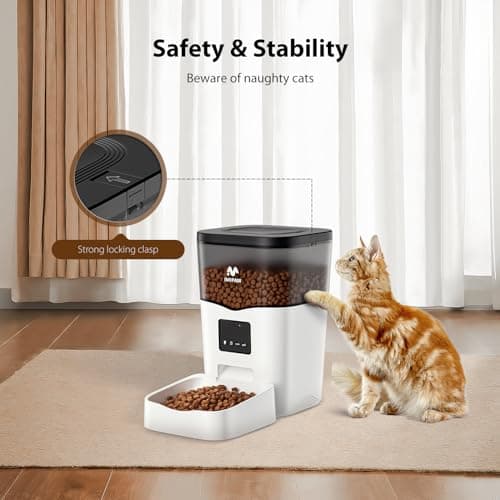 IMIPAW Automatic Cat Feeder, WiFi Timed Dry Food Dispenser with Desiccant, Programmable Portion Control, Dual Power Backup, 10 Meals Daily, 15 Portions Per Meal, Suitable for Small Pets 6