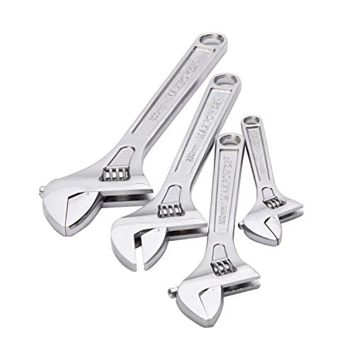 MAXPOWER 4PCS Heavy Duty Adjustable Wrench Set, Industrial Grade Shifter Movable Spanners, Cr-V Steel, Metric, Size Includes 6 Inch, 8 Inch, 10 Inch, 12 Inch