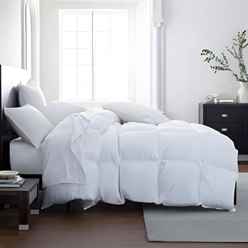 Down Alternative Comforter King Size - Fluffy Duvet Insert - Premium Plush All Season - Luxury Breathable Hotel Cooling Comforter - King, White, 104x86 inches - Comes Compressed Packaging