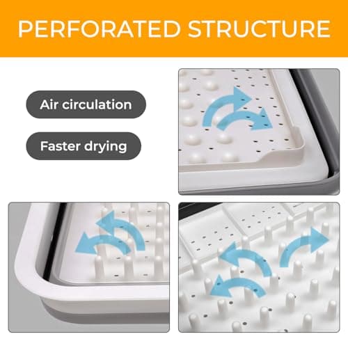 WOWZILLA Collapsible Dish Drying Rack Portable Dinnerware Drainer Organizer for Kitchen RV Campers Travel Trailer Space Saving Kitchen Storage Tray 7