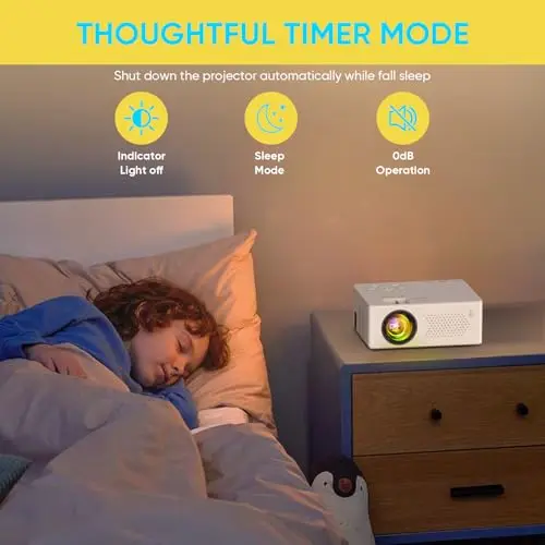 PURSHE Mini Bluetooth Projector, Full HD 1080P Supported Portable Outdoor Movie Projector for iOS, Android, Windows, Compatible with TV Stick/HDMI/Smartphone/PS4/USB [Remote Included] 8