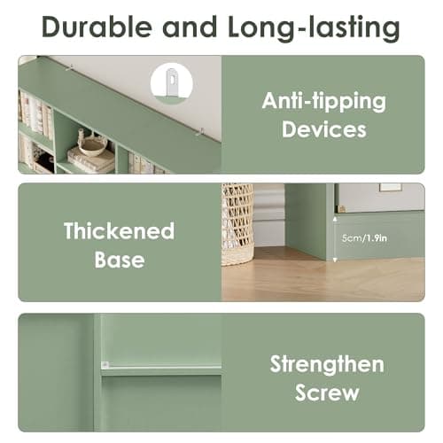 FACBOTALL Triple Wide Bookshelf, 6 Tier Large Bookshelf, Bookcase with 17 Open Display Shelves, 74'' Tall Bookcases and Bookshelves for Living Room, Home Office, Library, Green 6