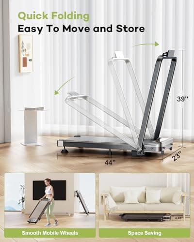 Foldable Treadmill with 10% Incline, 3.5HP Low Noise Walking Pad Treadmill with Handle Bar, Rayspace 4 in 1 Portable Under Desk Treadmills for Home/Office, 350 Lbs Capacity, APP & Remote Control 6