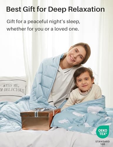 Weighted Idea Weighted Blanket for Adults (Baby Blue,48"x72",15lbs) Cooling Breathable Heavy Blanket with Premium Glass Beads All-Season Soft Thick Comfort 7