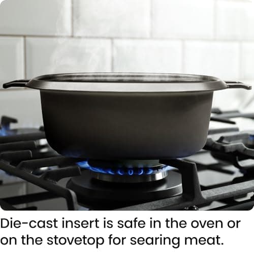 Chefman 6-Quart Slow Cooker, Electric Countertop Cooking, Stovetop & Oven-Safe Removable Insert for Browning & Sautéing, Family-Size Soups & Stews, Nonstick & Dishwasher-Safe Interior,Stainless Steel 5