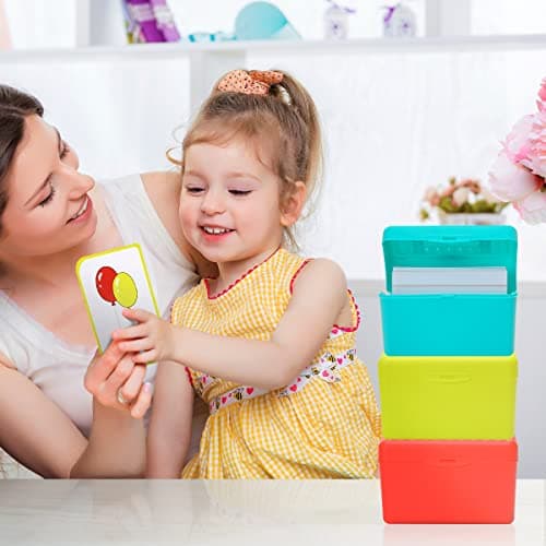 H4D Index Card Holder 3x5, Index Card Box Organizer Case, 3x5 Flash Note Card Holder, 3 Packs (Red/Green/Yellow) 7