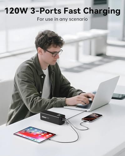 WOXABHSL 27000mAh 120W Fast Charging Power Bank, High Capacity 3-Port Laptop Portable Charger with Smart Display, Compatible with iPhone 16/15/14, Vision Pro, Samsung, MacBook & More 6