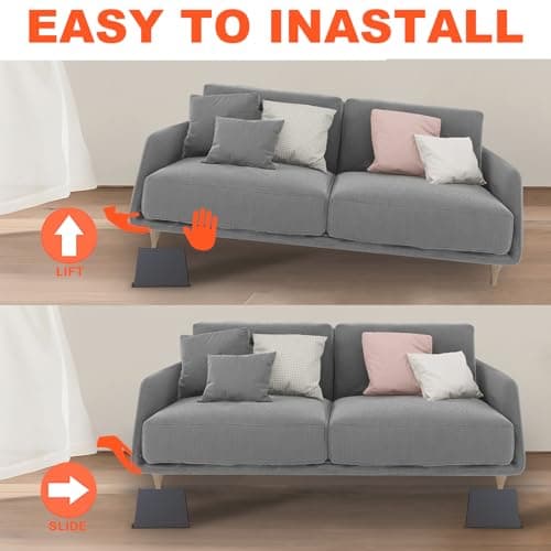 SDLDEER Bed Risers Heavy Duty Furniture Risers, 4 Pack Bed Lifts Risers Support up to 5000 Lbs, Furniture Lifts Risers for Sofa, Couch,Table and Chair (Black, 4 inch) 6