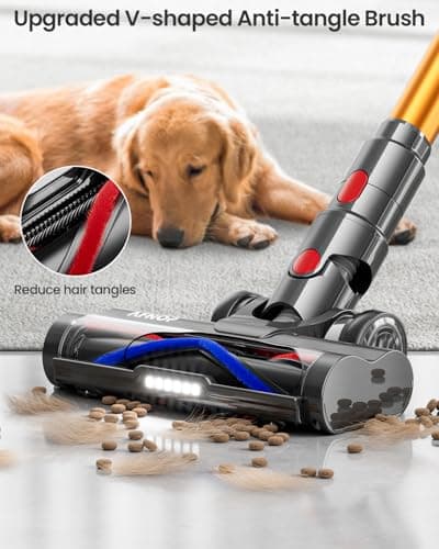 Cordless Vacuum Cleaner, 45Kpa 550W 65Mins Self-Standing Vacuum Cleaners for Home, Stick Vacuum with Touch Screen, Anti-tangle Brush, Rechargeable Vacuum Cordless for Pet Hair, Carpet, Hardwood Floor 6