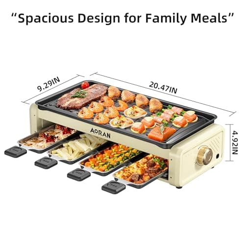 Aoran Electric Smokeless Grill, 1800W Nonstick Indoor Griddle Pan, Multifunctional Skillet for Frying, Baking, Stewing, Easy to Clean, Adjustable Temperature, Family-Sized 19.6'' x 9'' Cooking Area 7
