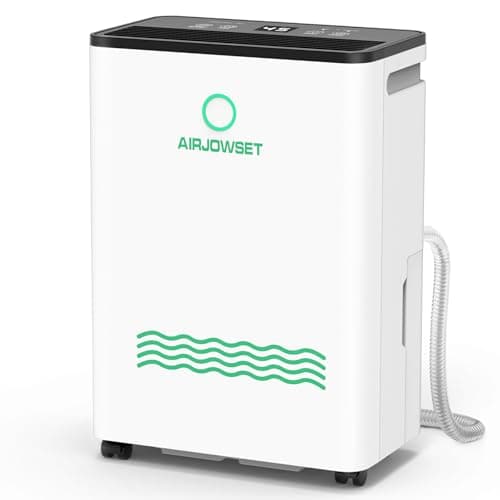 AIRJOWSET Dehumidifiers 50 Pints 4500 Sq.Ft, Basement Dehumidifier 0.66 Gallon Water Tank with Drain Hose and 24H Timer Adjustable Humidity, Dehumidifier for Home Basement Bedroom Bathroom