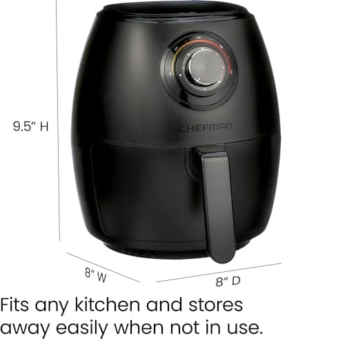 CHEFMAN Small Air Fryer Healthy Cooking, 3.6 Qt, Nonstick, User Friendly and Dual Control Temperature, w/ 60 Minute Timer & Auto Shutoff, Dishwasher Safe Basket, Matte Black, Cookbook Included 9