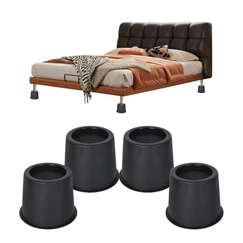 ZXBMS Bed Risers 4 Inch, Furniture Risers for Bed, Desk, Table, Sofa – Heavy Duty Bed Lifts Risers, 4 Pack Black