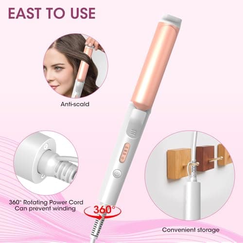 Mini Curling Iron, Curling Iron for Short Hair 1 Inch, Ceramic Dual Barrel Small Curling Iron with Keratin Protects Hair from Damage, 3 Temp 320 °F 360 °F 400 °F, Travel Size （1 Inch, Rose Gold Pink） 6