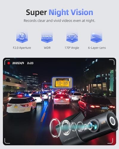 4K Dash Cam Front and Rear, 5G WiFi & GPS & 64GB Card, 1.5" IPS Display Dash Camera for Cars, 4K+1080P Dual Car Dashcam with 24H Parking Mode, Night Vision, G-Sensor, Loop Recording, WDR, 170° Angle 7