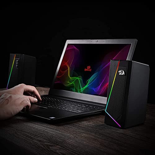 Redragon GS520 RGB Desktop Speakers, 2.0 Channel PC Computer Stereo Speaker with 6 Colorful LED Modes, Enhanced Sound and Easy-Access Volume Control, USB Powered w/ 3.5mm Cable 8