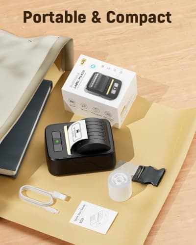 NADAllN Label Maker Machine with Tape, Bluetooth Thermal Label Printer for Small Business, Address, Barcode, Logo, Clothing, Label Makers for Office Home School 7