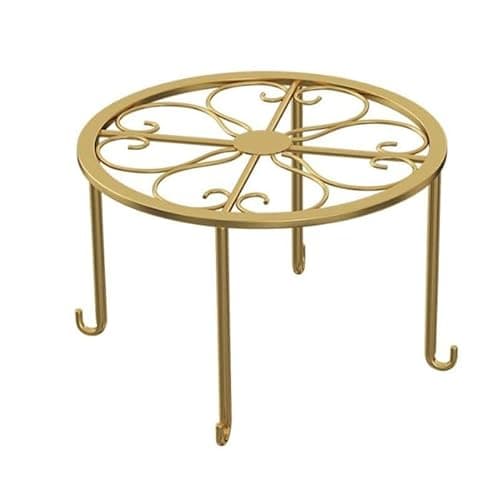 Hewnda 1Pack Metal potted plant stand, rust-proof iron flower pot stand, heavy duty pot stand for indoor patio (Gold)