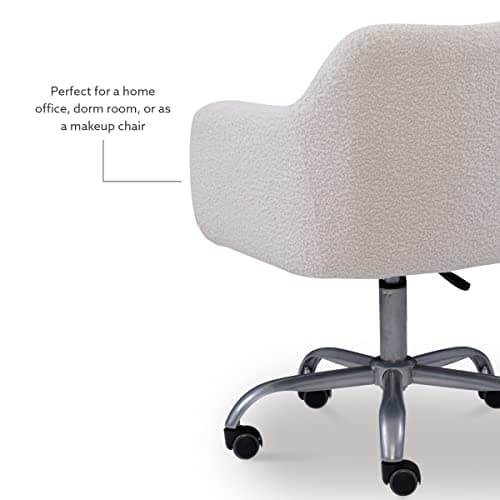 Linon Home Decor Products Linon Brooklyn Sherpa Office Chair, Ivory 12