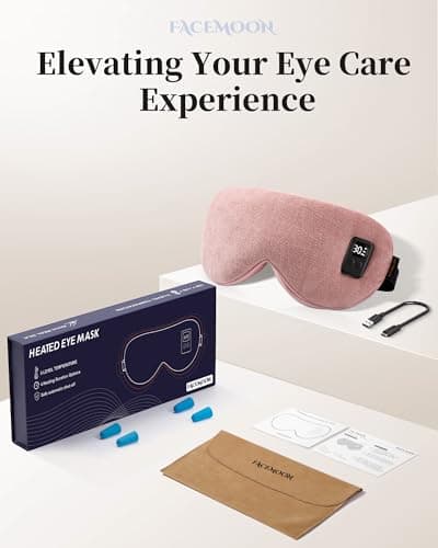 Heated Eye Mask for Dry Eyes: Warm Compress for Digital Tired Eyes, Stye Relief - Cordless, Adjustable Heat & Timer Settings - Airplane/Road Travel, Sleep aid, Office nap Pink 8