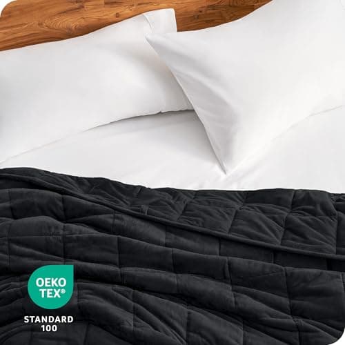 Bare Home Weighted Blanket King Size 25lb (80" x 87") for Adults - Minky Fleece - Premium Heavy Blanket Nontoxic Glass Beads (Black, 80"x87") 7