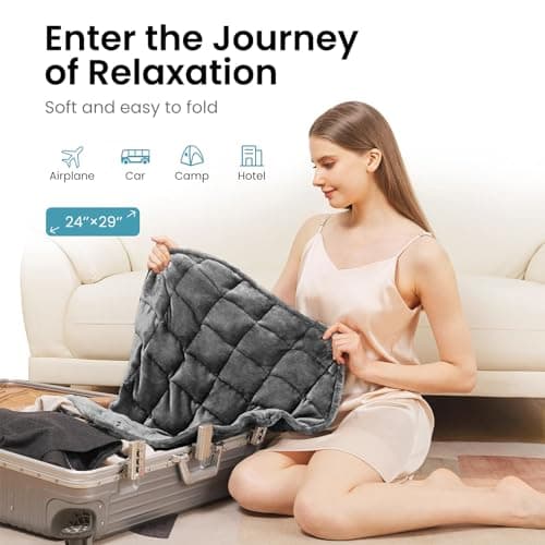 NOWWISH 5lbs Weighted Heating Pad for Women, Electric Heated Weighted Blanket with 6 Heat Settings, Timer & Auto Shut-Off, Relief for Period Cramps, Back Pain, Lap, Machine Washable, 29x24 inch, Grey 6