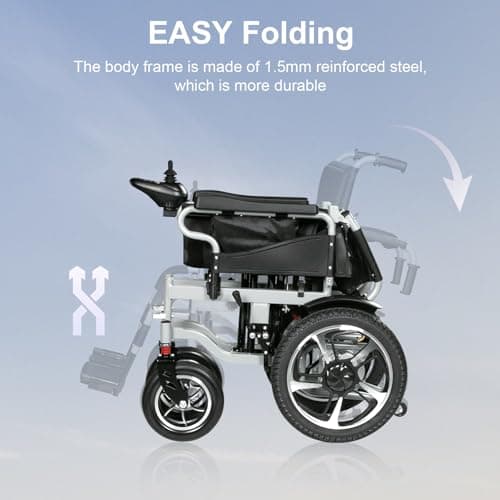 Electric Wheelchairs for Adults, 12+ Miles Range 500W Motor Wheel Chair, Electric Wheel Chairs for Elderly, Rechargeable Compact Motorized Wheelchair, 220 Lbs Capacity 5