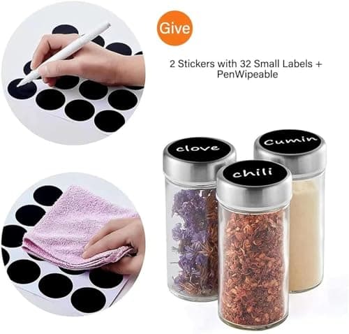 EBIZ&TECH 20-Jar Stainless Steel Rotating Spice Rack with Non-Slip Base - Kitchen Countertop Organizer for Easy Access and Storage of Spices (Black) 5