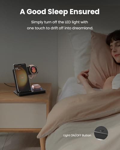 GEEKERA Wireless Charger for Samsung, 3 in 1 Foldable Wireless Charging Station for Samsung Galaxy S24 Ultra Plus S23 S22 S21 S20, Z Flip/Fold 5 4 3, Watch 6 5 4 3 Active, Buds 2 Pro/Live, Android 6