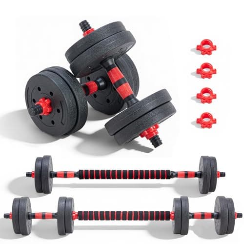 NEWBULIG Adjustable Dumbbell Set, 20 lbs Free Weights Set 4 in 1, Used as Dumbbell, Barbell, Weight Plate, Fitness Exercises for Home Gym, Women and Men Equipment