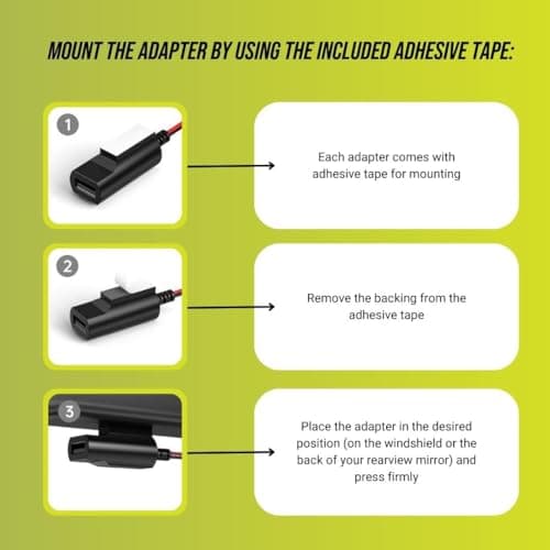 Dongar Dashcam Power Adapter (16-pin Type A) for Ford Vehicles. Compatible with Select Bronco, F150 and More. Built-in USB Power Source, Connects to Rearview Mirror, Easy to Install 7