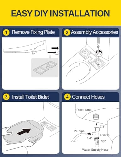 Aquonderful Bidet Toilet Seat, Electric Smart Heated Seat with Slow Closes, Warm Water, Dryer, Vortex Wash, Rear and Front Wash, Night Light, White, 208 (Elongated) 6
