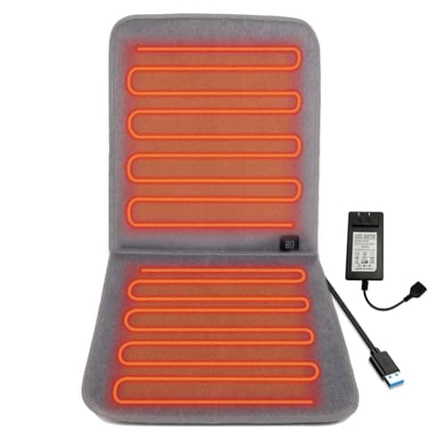 WOOLALA USB Heated Seat Cushion for Office Chair, Large Heating Area Heated Seat Cover Therapy Heating Pad for Back, Lumbar, Hip, Thigh with 3 Temperatures Levels, 17In * 35.5In