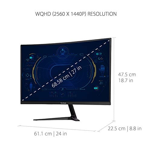 ViewSonic VX2718-2KPC-MHD 27 Inch Curved 1440p 1ms 180Hz Gaming Monitor with FreeSync Premium, Eye Care, HDMI and Display Port 5