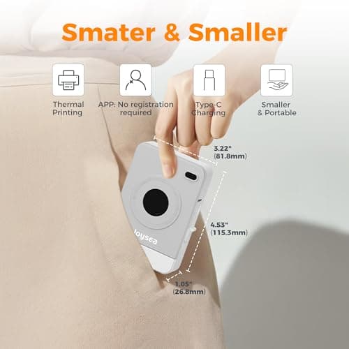 Joysea OP1 Label Maker Machine with Tape, Wireless Small Label Maker Bluetooth with Multiple Templates for Home School Office Organization, Thermal Sticker Printer Gray White 5
