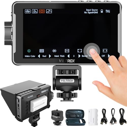 VILTROX Camera Field Monitor DC-550pro 5.5" Kit Touch Screen 4K HDMI DSLR Cameras Video Monitors with Sunshade Hood np-f550 Battery 9